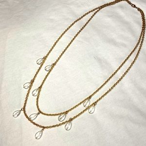 32” double strand crystal teardrop necklace